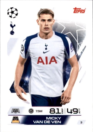 3 Micky van de Ven Tottenham Base Match Attax 2025/26