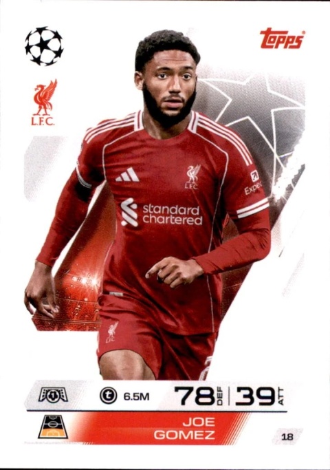 18 Joe Gomez Liverpool Base Match Attax 2025/26