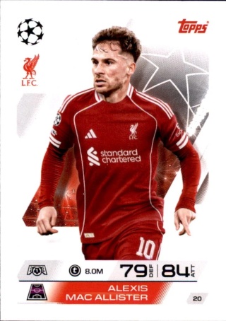 20 Alexis Mac Allister Liverpool Base Match Attax 2025/26