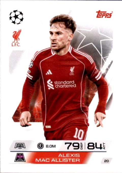 20 Alexis Mac Allister Liverpool Base Match Attax 2025/26