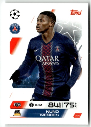 230 Nuno Mendes PSG Base Match Attax 2025/26