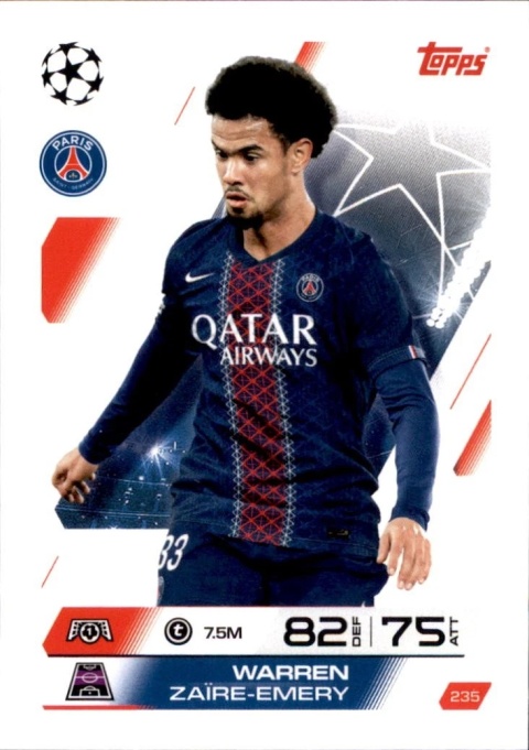 235 Warren Zaïre-Emery PSG Base Match Attax 2025/26