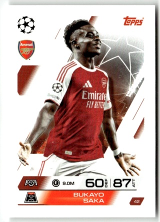 42 Bukayo Saka Arsenal Base Match Attax 2025/26