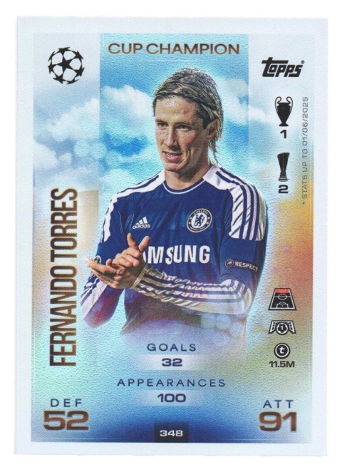 348 Fernando Torres Chelsea Cup Champion Match Attax 2025/26