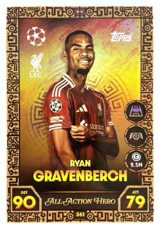 361 Ryan Gravenberch Liverpool All-Action Hero Match Attax 2025/26