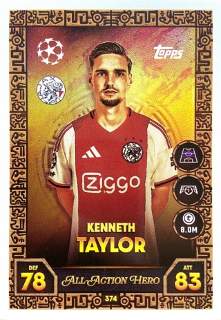 374 Kenneth Taylor Ajax All-Action Hero Match Attax 2025/26