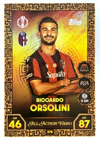 376 Riccardo Orsolini Bologna All-Action Hero Match Attax 2025/26