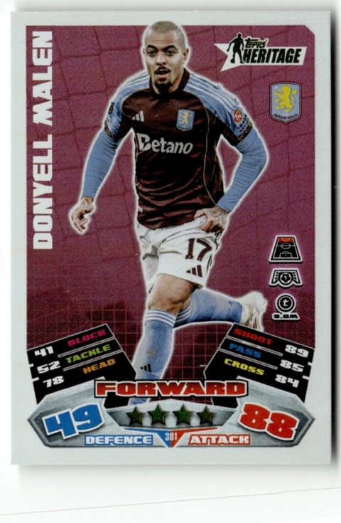 381 Donyell Malen Aston Villa Heritage Match Attax 2025/26