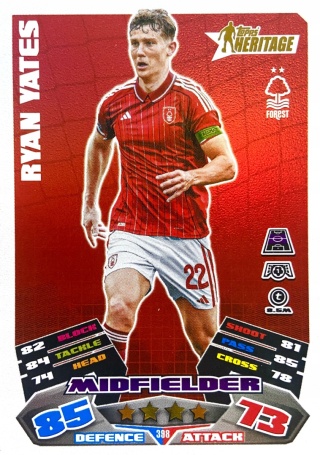 398 Ryan Yates Nottingham Forest Heritage Match Attax 2025/26