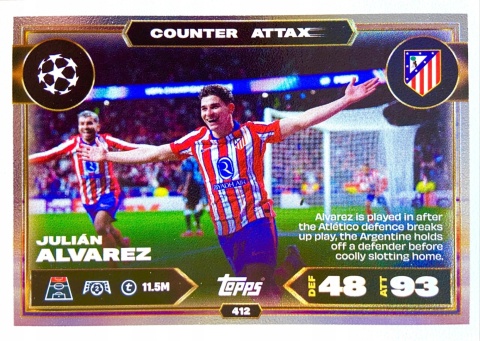 412 Julián Alvarez Atlético Madryt Counter Attax Match Attax 2025/26
