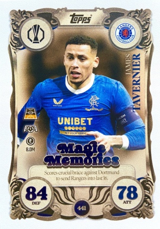 441 James Tavernier Rangers FC Magic Memories Match Attax 2025/26