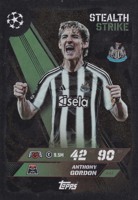 446 Anthony Gordon Newcastle United Stealth Strike Match Attax 2025/26