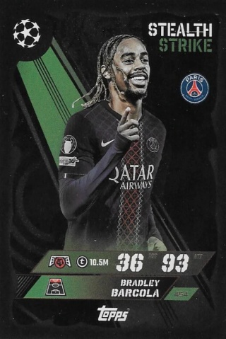 454 Bradley Barcola PSG Stealth Strike Match Attax 2025/26