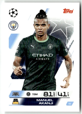 51 Manuel Akanji Manchester City Base Match Attax 2025/26