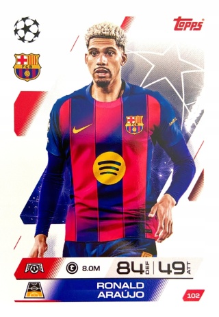 102 Ronald Araújo FC Barcelona Base Match Attax 2025/26