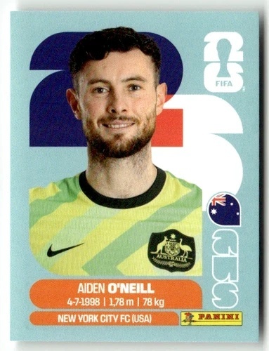 AUS14 Aiden O'Neill Australia Base Naklejki FIFA World Cup 2026 Panini