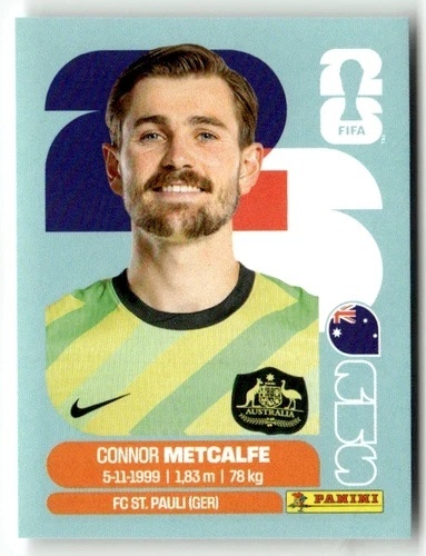 AUS15 Connor Metcalfe Australia Base Naklejki FIFA World Cup 2026 Panini