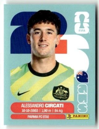 AUS5 Alessandro Circati Australia Base Naklejki FIFA World Cup 2026 Panini