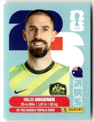 AUS10 Milos Degenek Australia Base Naklejki FIFA World Cup 2026 Panini
