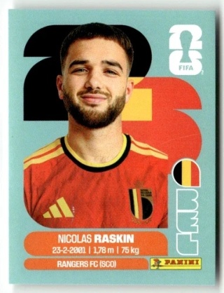 BEL11 Nicolas Raskin Belgia Base Naklejki FIFA World Cup 2026 Panini