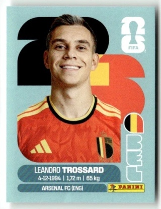 BEL18 Leandro Trossard Belgia Base Naklejki FIFA World Cup 2026 Panini