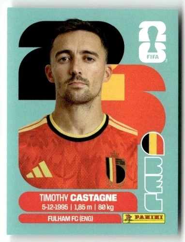 BEL4 Timothy Castagne Belgia Base Naklejki FIFA World Cup 2026 Panini