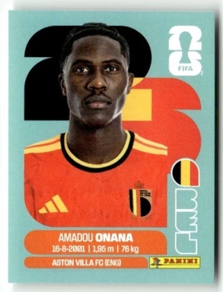 BEL10 Amadou Onana Belgia Base Naklejki FIFA World Cup 2026 Panini
