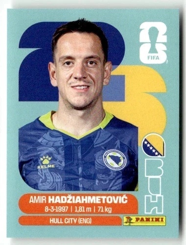 BIH8 Amir Hadziahmetovic Bośnia i Hercegowina Base Naklejki FIFA World Cup 2026 Panini