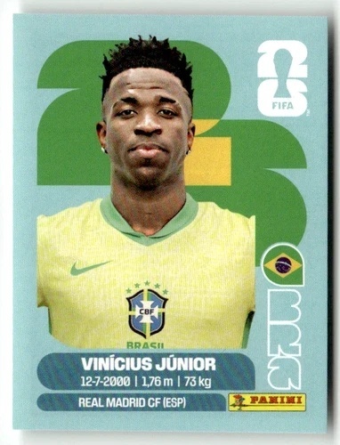 BRA14 Vinicius Júnior Brazylia Base Naklejki FIFA World Cup 2026 Panini