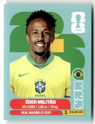 BRA5 Éder Militão Brazylia Base Naklejki FIFA World Cup 2026 Panini