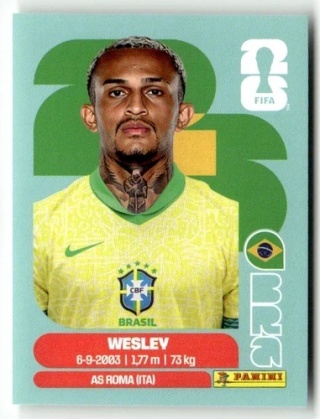 BRA8 Wesley Brazylia Base Naklejki FIFA World Cup 2026 Panini