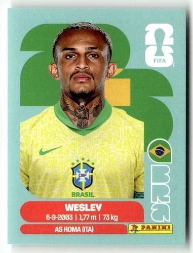 BRA8 Wesley Brazylia Base Naklejki FIFA World Cup 2026 Panini