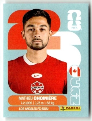 CAN15 Mathieu Choinière Kanada Base Naklejki FIFA World Cup 2026 Panini
