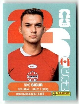CAN16 Niko Sigur Kanada Base Naklejki FIFA World Cup 2026 Panini