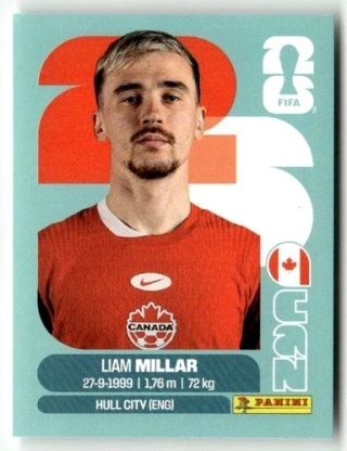 CAN18 Liam Millar Kanada Base Naklejki FIFA World Cup 2026 Panini