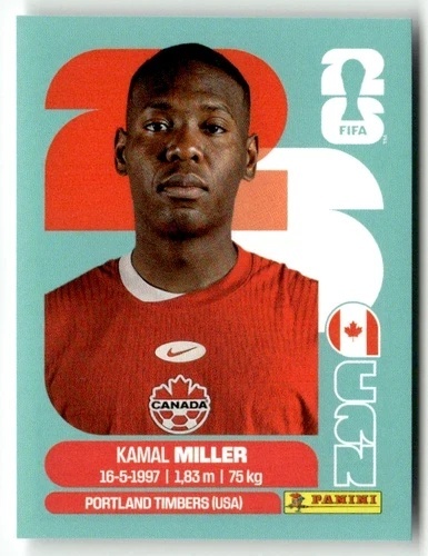 CAN9 Kamal Miller Kanada Base Naklejki FIFA World Cup 2026 Panini