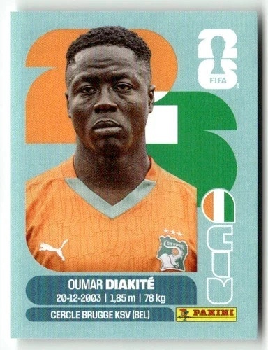 CIV20 Oumar Diakite WKS Base Naklejki FIFA World Cup 2026 Panini