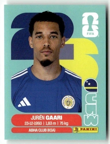 CUW5 Jurien Gaari Curaçao Base Naklejki FIFA World Cup 2026 Panini