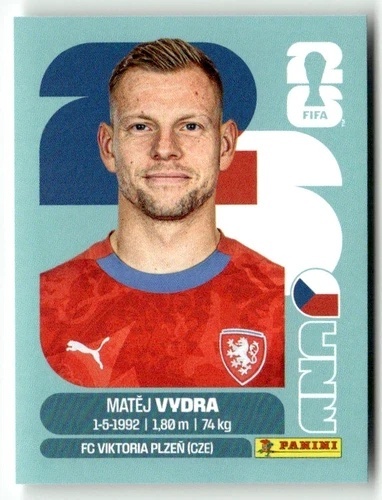 CZE15 Matej Vydra Czechy Base Naklejki FIFA World Cup 2026 Panini