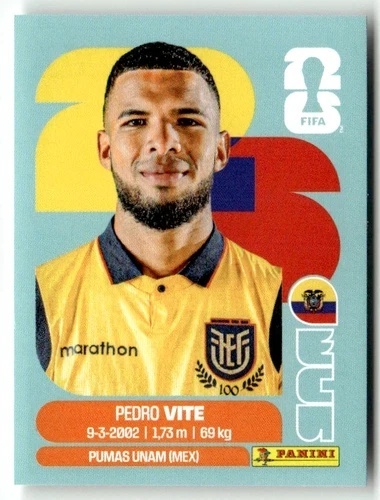 ECU12 Pedro Vite Ekwador Base Naklejki FIFA World Cup 2026 Panini