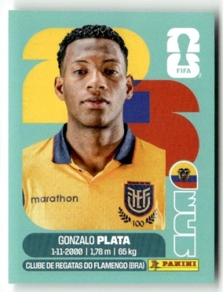 ECU16 Gonzalo Plata Ekwador Base Naklejki FIFA World Cup 2026 Panini