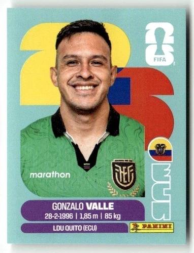 ECU3 Gonzalo Valle Ekwador Base Naklejki FIFA World Cup 2026 Panini