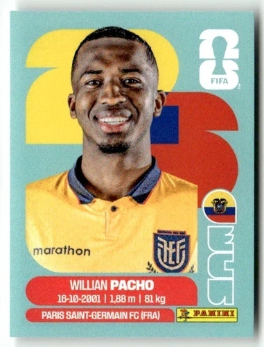 ECU6 Willian Pacho Ekwador Base Naklejki FIFA World Cup 2026 Panini