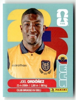 ECU8 Joel Ordóñez Ekwador Base Naklejki FIFA World Cup 2026 Panini