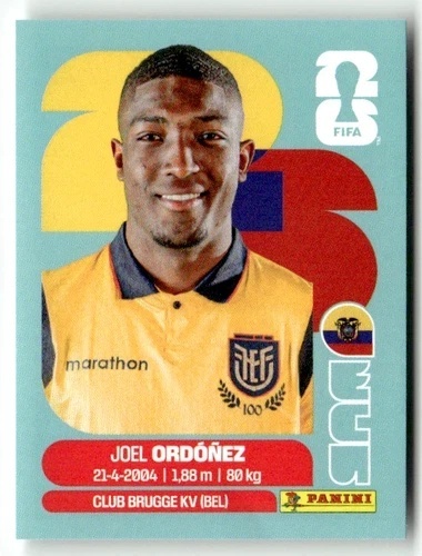 ECU8 Joel Ordóñez Ekwador Base Naklejki FIFA World Cup 2026 Panini