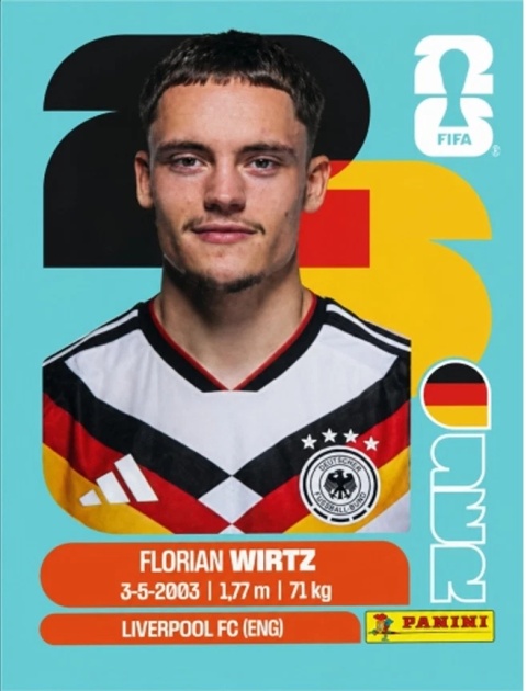 GER11 Florian Wirtz Niemcy Base Naklejki FIFA World Cup 2026 Panini