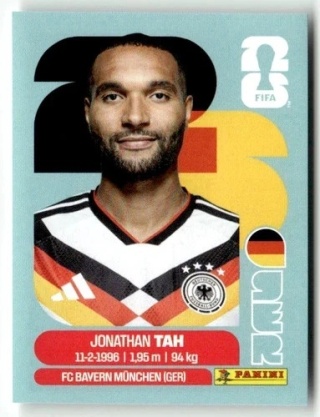 GER3 Jonathan Tah Niemcy Base Naklejki FIFA World Cup 2026 Panini