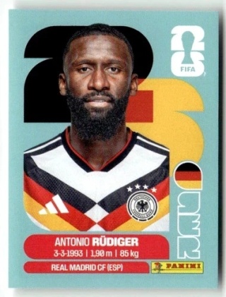 GER6 Antonio Rüdiger Niemcy Base Naklejki FIFA World Cup 2026 Panini
