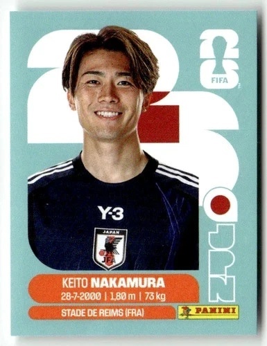 JPN15 Keito Nakamura Japonia Base Naklejki FIFA World Cup 2026 Panini