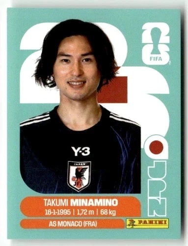 JPN16 Takumi Minamino Japonia Base Naklejki FIFA World Cup 2026 Panini